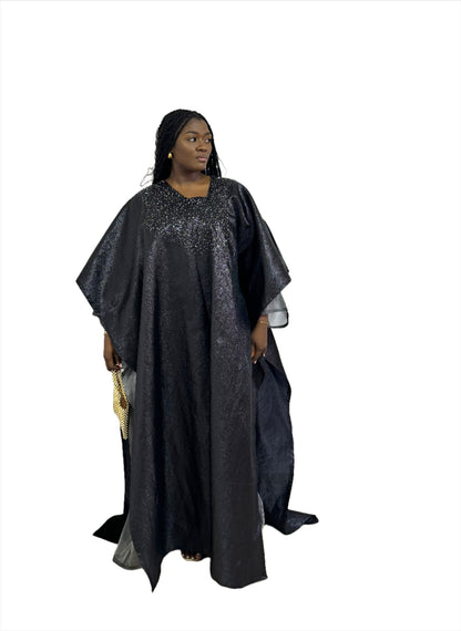 Black Boubou with Grey Organza