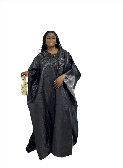 Black Boubou with Grey Organza